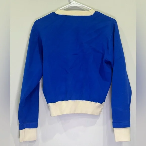 Sandro Royal Blue and Cream Cardigan Marcie Sweater *faint stain - Picture 3 of 7